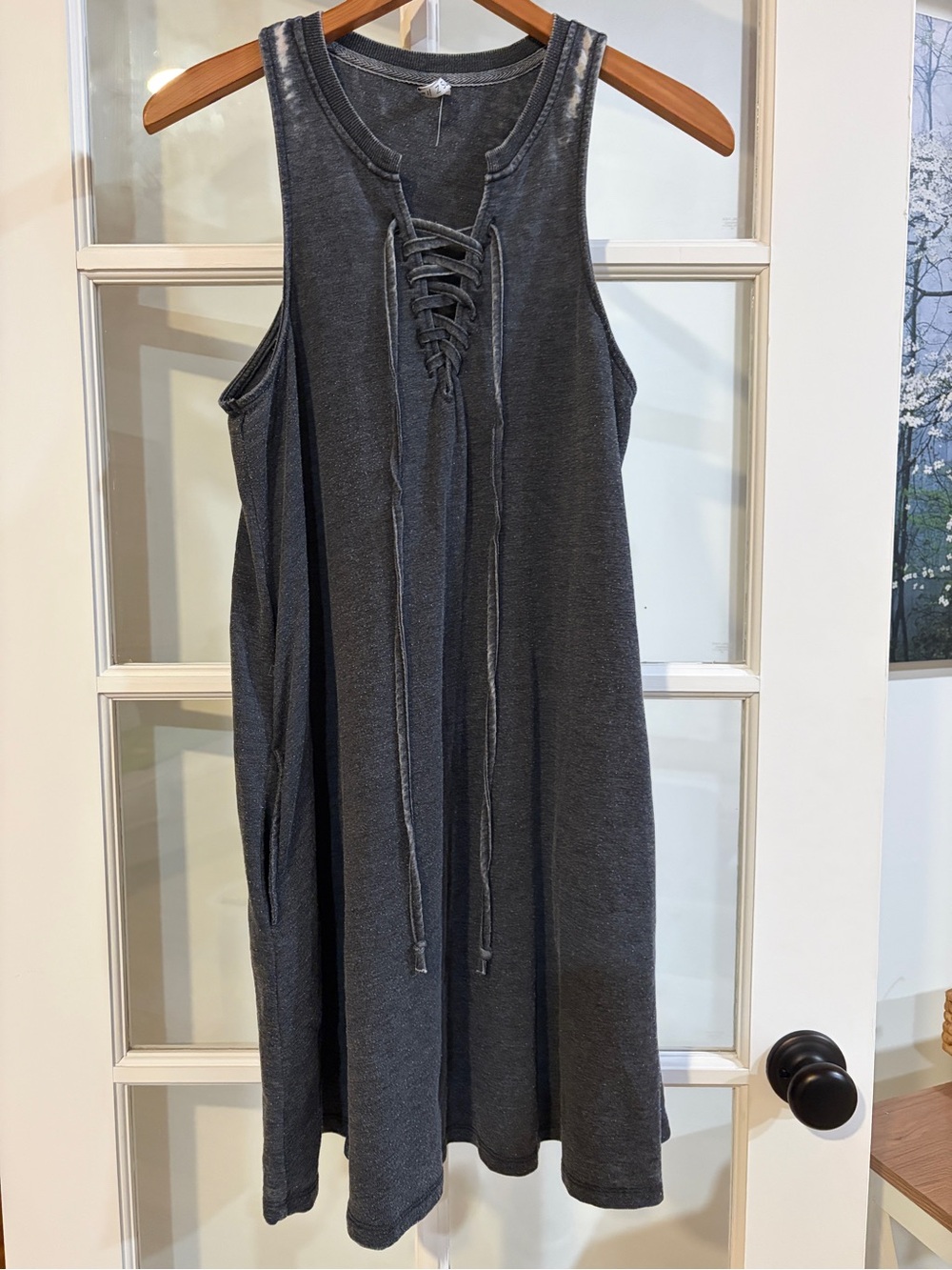 Z SUPPLY Tank Dress Lace Up Boho Mineral Wash Flowy Relaxed Festival Medium